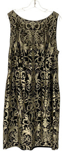 ADRIANNA PAPELL Black w/Gold Embroid S/L Dress
