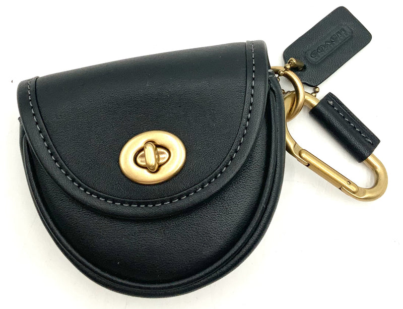 COACH Black Glovetanned Leather Turnlock Limited Ed Saddle Bag Charm