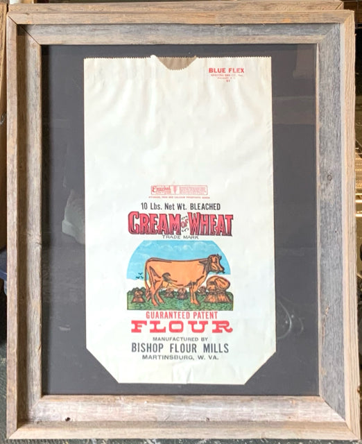 Vintage Flour Sack in Rustic Frame