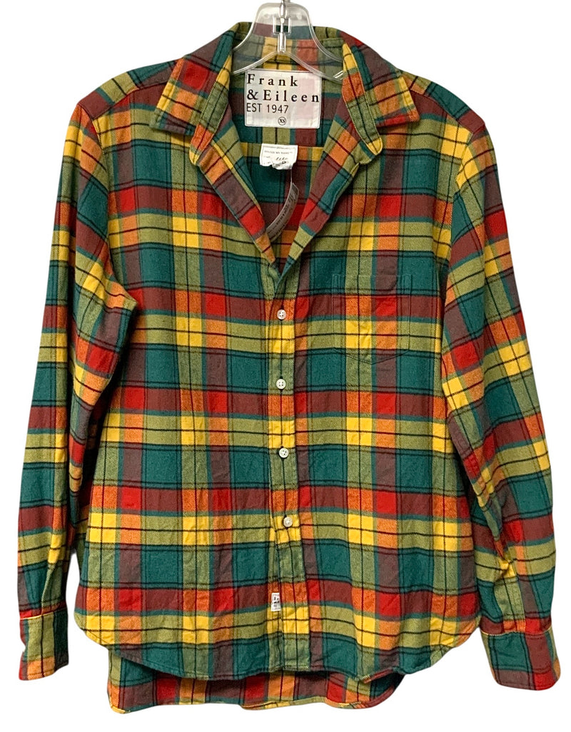 FRANK & EILEEN Red Yellow Green Plaid Flannel L/S B/D Top