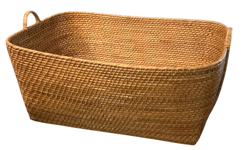 Jumbo Rectangular Wicker Basket with Handles