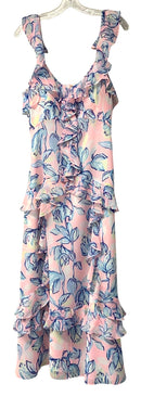 LILLY PULITZER Sweet Pea Pink Blue Chasing the Sun Riland S/L Maxi Dress