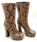 MICHAEL KORS Collection Suntan Genuine Python Emmy Platform Boots 38.5.