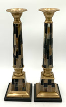 Pair of John Richard Tesselated Horn Candlesticks