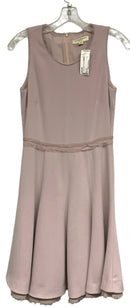 BURBERRY Mauve Frayed Silk Trim S/L Flared Bottom Dress