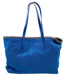 STELLA MCCARTNEY Cobalt Blue Faux Suede Chain Trim Tote
