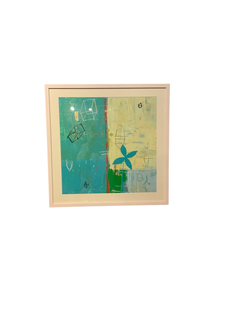 Martin Quen Original Abstract in Wood Frame