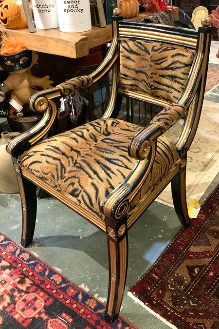 Hollywood Regency Arm Chair with Animal Print Upholstery