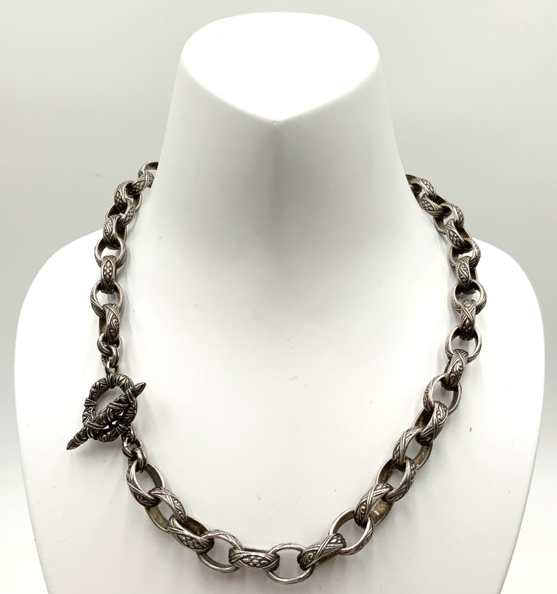 Stephen Dweck Sterling Stamped Link Chain Necklace