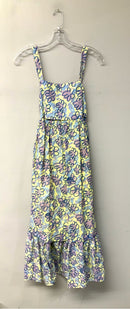 LENA Yellow/Blue/Lavender Floral Tie Back S/L Maxi Dress