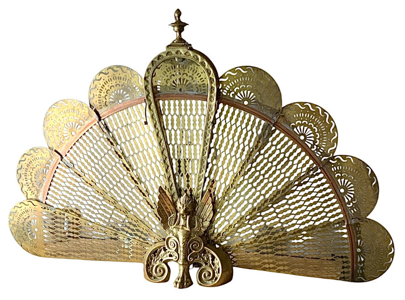 Vintage Pierced Brass Fireplace Fan