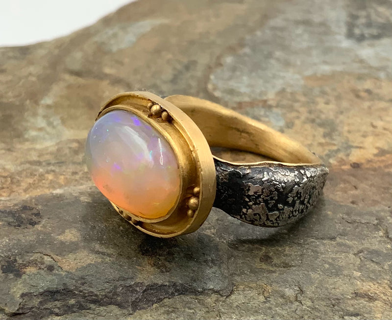 MICHAEL JENSEN 18kt Gold, Sterling & Opal Ring