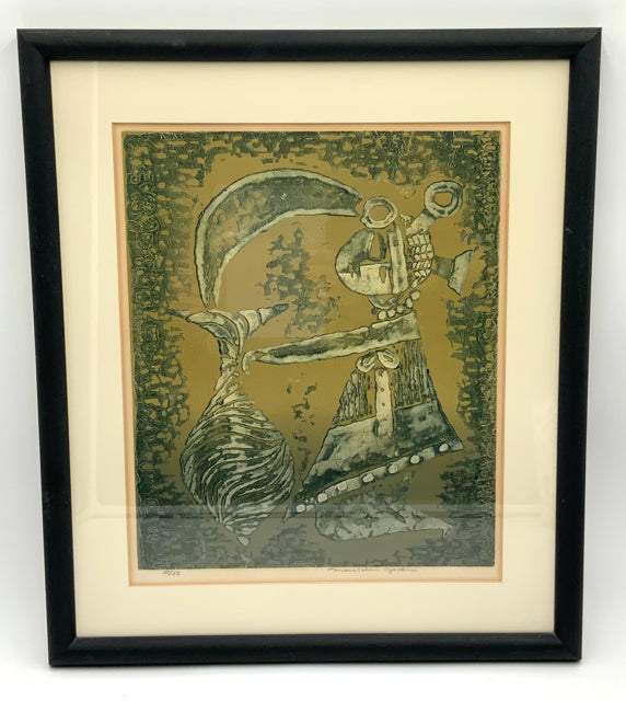 Pair of Masuichi Oguchi Signed Abstract Japanese Woodblock Prints