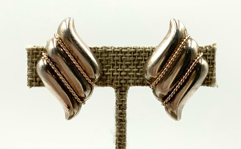 Sterling Clip-On Earrings w/14kt Gold Accents