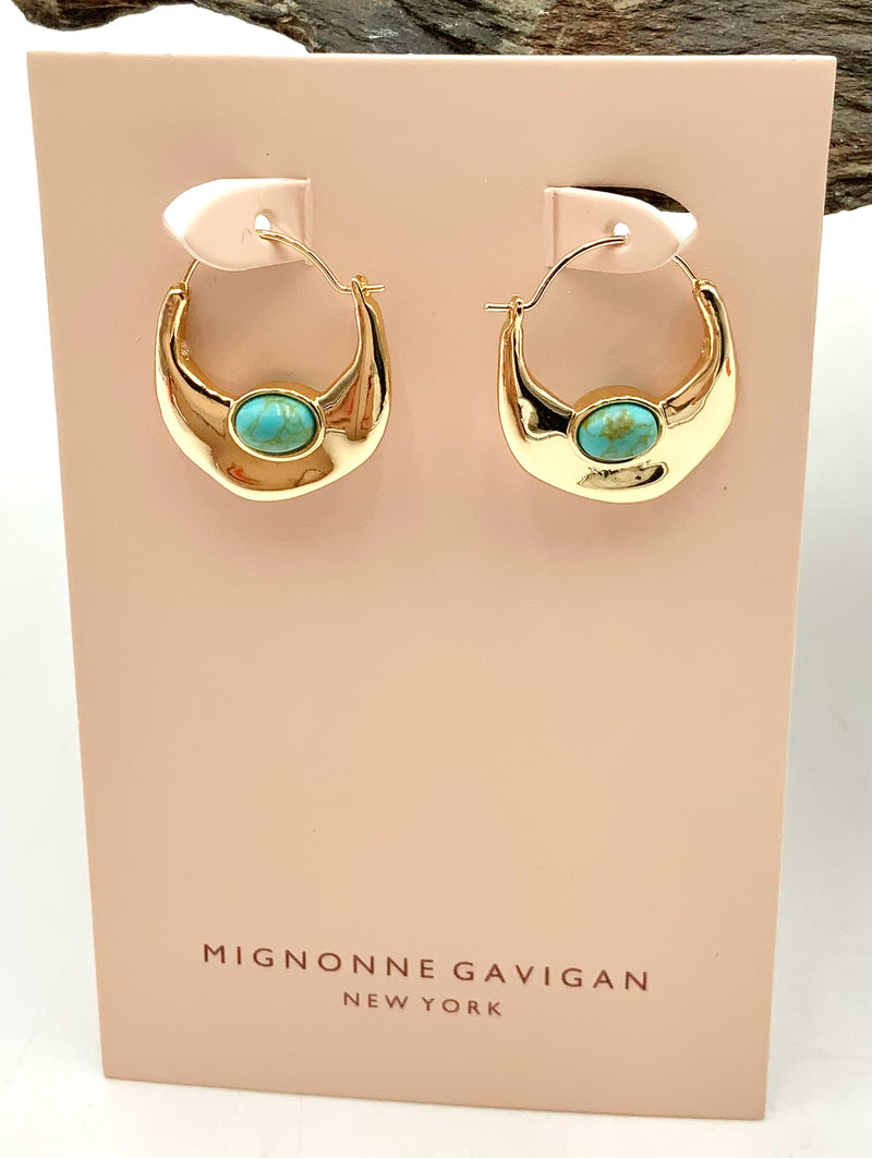 MIGNONNE GAVIGAN Gold Plated Metal & Turquoise "Brandi" Earrings