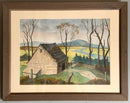 Original Watercolor of Barn in Wood Frame