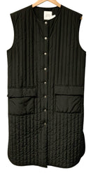 LOVE & DIVINE Black Quilted w/Front Pockets Long Vest