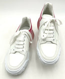 ALEXANDER MCQUEEN White Leather Pink Metallic Court Sneakers 7.5