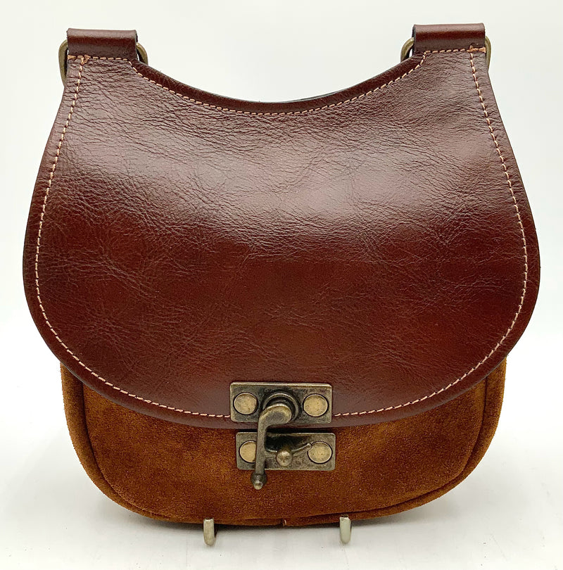 SUNDANCE Cognac Leather Tobacco Suede Wandering Way Hobo Bag