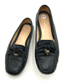 PRADA Black Grained Leather Logo Loafers 37 AS IS