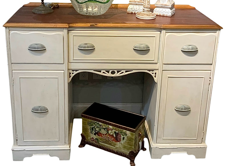 Vintage Wood Vanity with Painted Finish