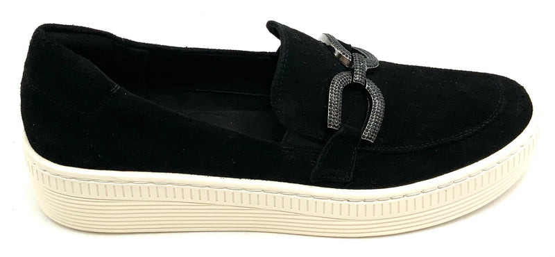 Vaneli Sport Black Suede Crystal Buckle Slip On Sneakers 7.5N