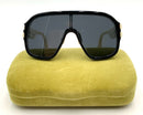 GUCCI Ivory Black Lens Oversize Shield Sunglasses