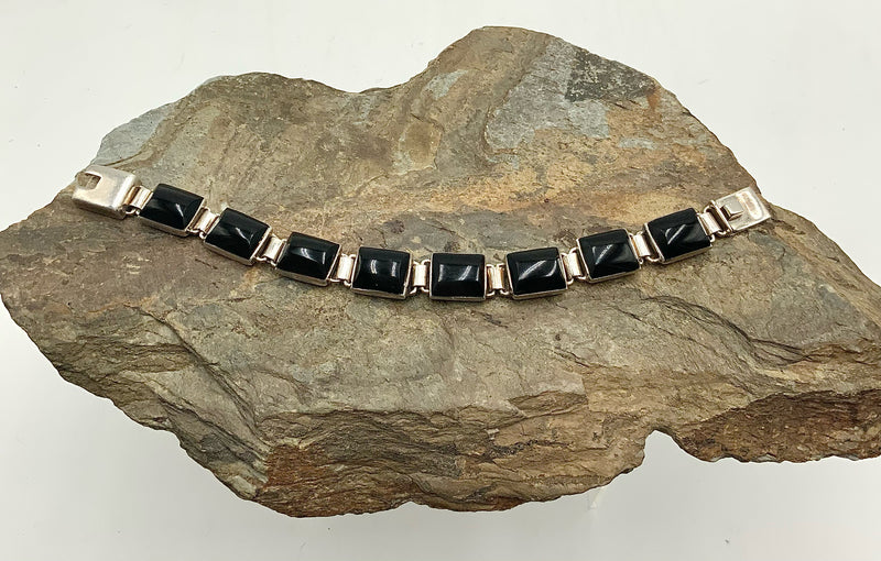 Taxco Sterling & Onyx Link Bracelet