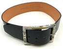 BRAVE Italy Black Patent Leather Marbled Buckle Wide Makani Belt Sz 30