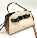 FURLA Cream Tan Black Colorblock Leather Mini Top Handle Crossbody Bag