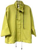 MARLA WYNNE Avocado Denim Snap Closure Drawstring Detail Jacket