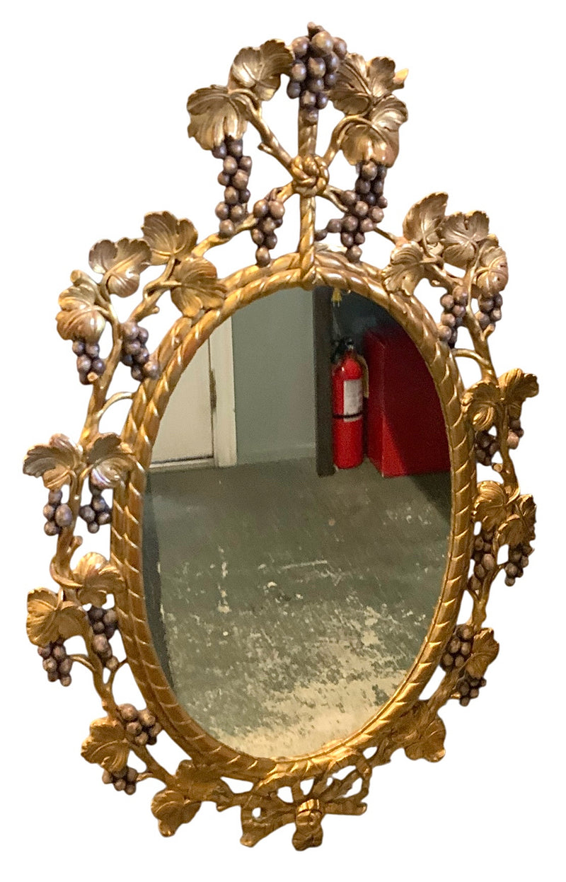 Italian Carved Gold Mirror with Grapevine Motif