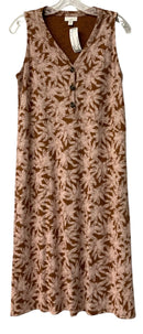 J JILL Brown/Tan Floral V-Neck S/L Dress