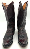 LUCCHESE Mahogany Leather Ostrich Western Boots 9