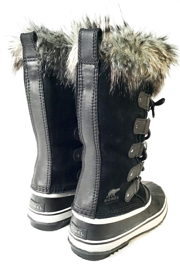 SOREL Black Suede Grey Rubber Faux Fur Joan of Arctic Waterproof Boots 9.5