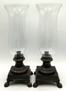 Pair of Glass & Bronze Hurricanes
