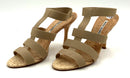 MANOLO BLAHNIK Tan "Lasti" Elastic Strap Stiletto Cork Heels 39.5