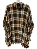 LTX Black/Red/Tan Plaid Ruffle Side B/D Top