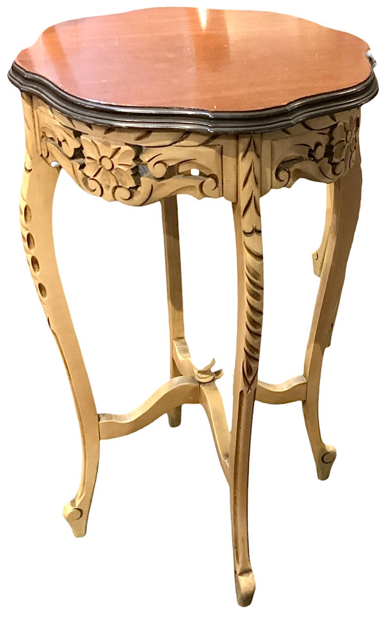 Carved Wood Occasional Table with Painted Base