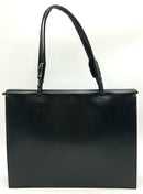 GUCCI Vintage Black Grained Leather Structured Tote Bag