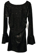FIFTEEN-TWENTY Black Sequin Bell Sleeve "Laurel" Velvet Dress