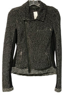 RAG & BONE Black/White Textured Asym Zip L/S Jacket