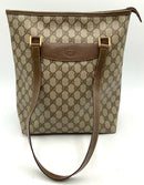 GUCCI Vintage Brown Beige GG Monogram Supreme Canvas Vertical Tote
