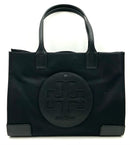 TORY BURCH Black Nylon Faux Leather Trim Logo Ella Tote Bag