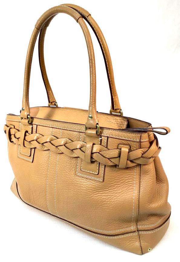 COACH Vintage Tan Pebbled Leather Hamptons Carryall Satchel