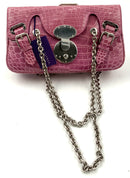 RALPH LAUREN Purple Alligator Ricky ID Chain Strap Bag