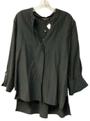 KOBI HALPERIN Black Hi/Lo Cuffed Sleeve B/D Top
