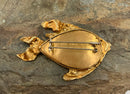 Custom Fabricated 14kt Gold, Diamond & Opal Fish Brooch/Pendant