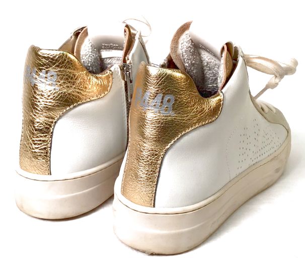 P448 Bone Suede White/Gold Leather Hi-Top Sneakers 9