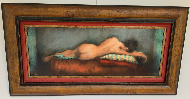 Canvas Print of Female Nude in Wood Frame